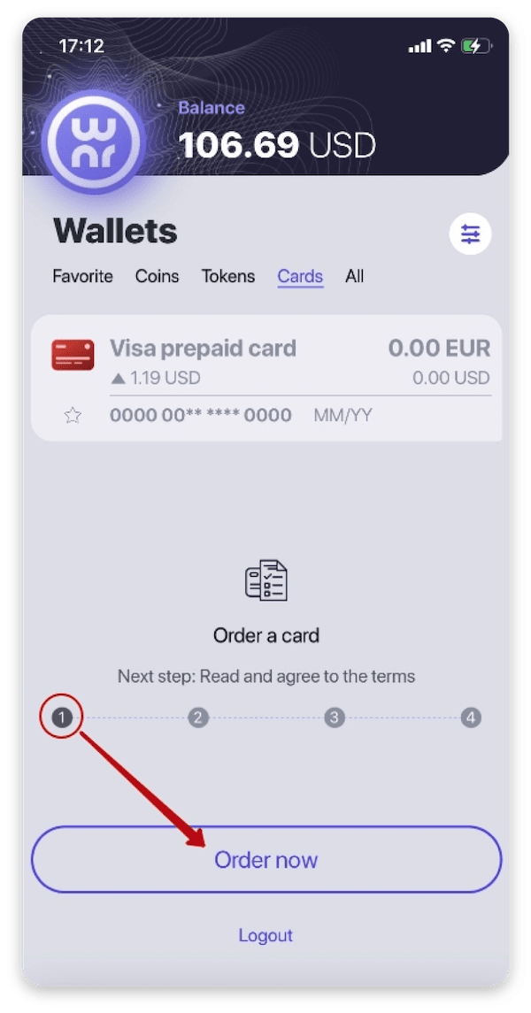 How to order a prepaid card with OWNR Wallet